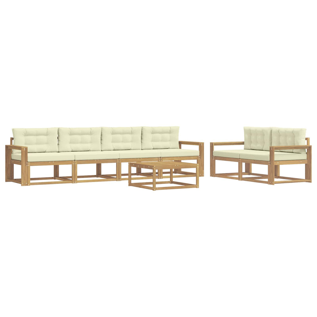 Outdoor-Sofagarnitur mit Kissen 6 pcs Weiß und Creme
