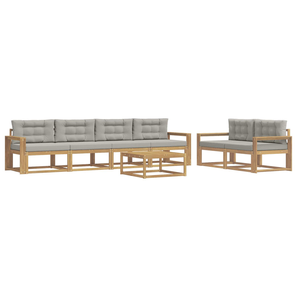 Outdoor-Sofagarnitur mit Kissen 6 pcs Weiß und Hellgrau