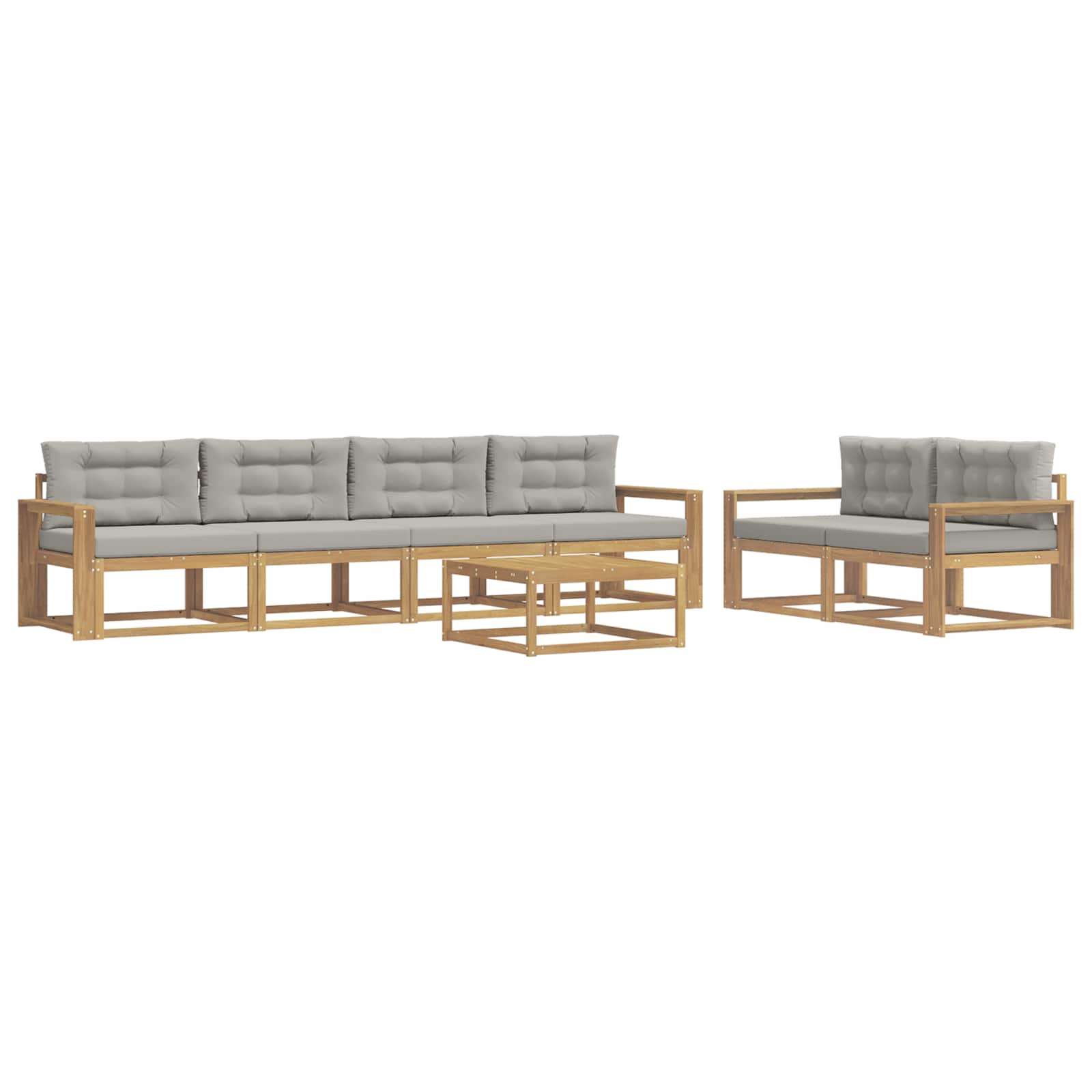 Outdoor-Sofagarnitur mit Kissen 6 pcs Weiß und Hellgrau