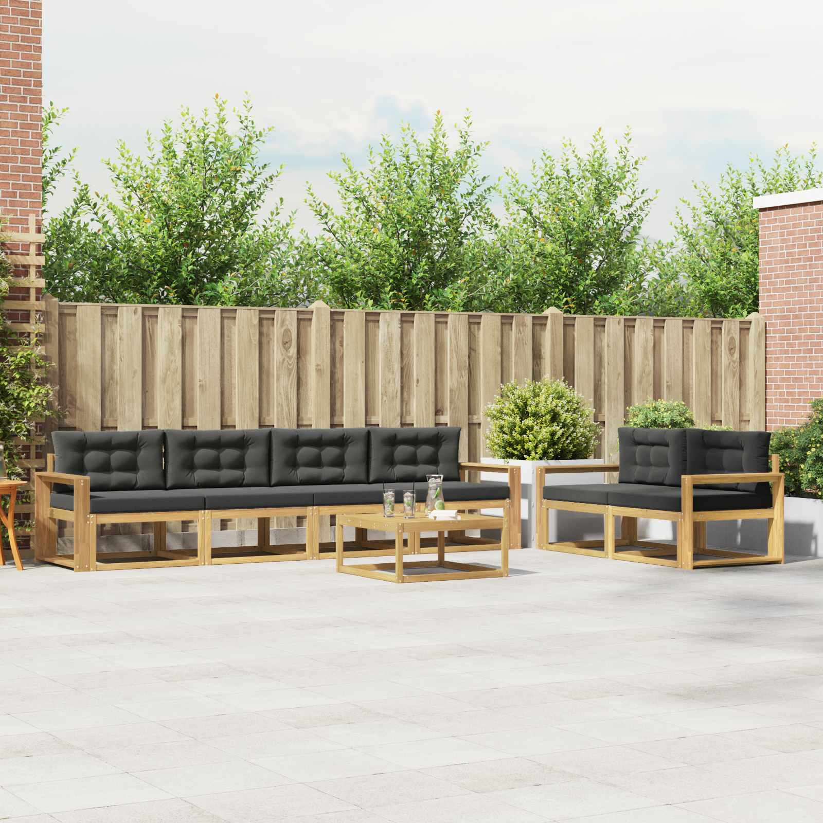 Outdoor-Sofagarnitur mit Kissen 6 pcs Weiß und Anthrazit
