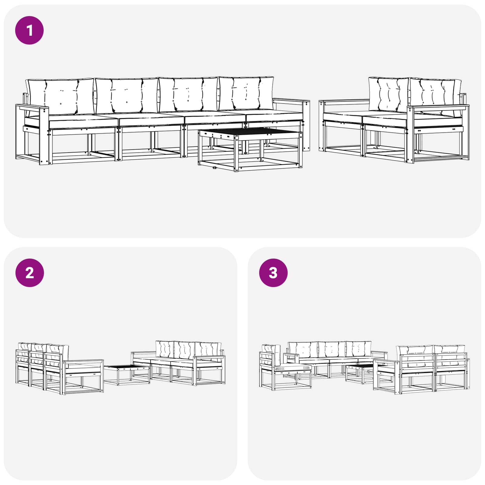 Outdoor-Sofagarnitur mit Kissen 6 pcs Weiß und Anthrazit