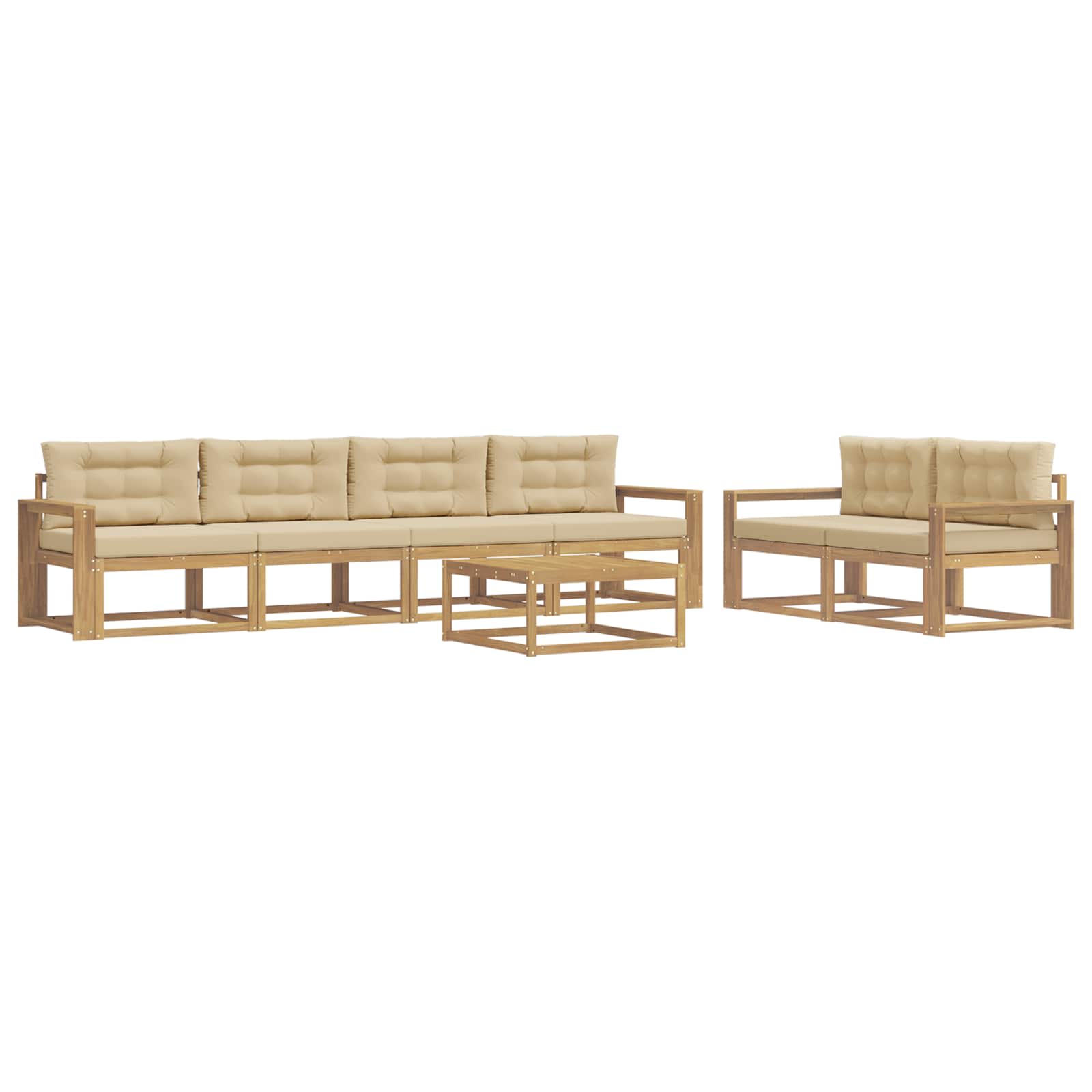 Outdoor-Sofagarnitur mit Kissen 6 pcs Weiß und Beige