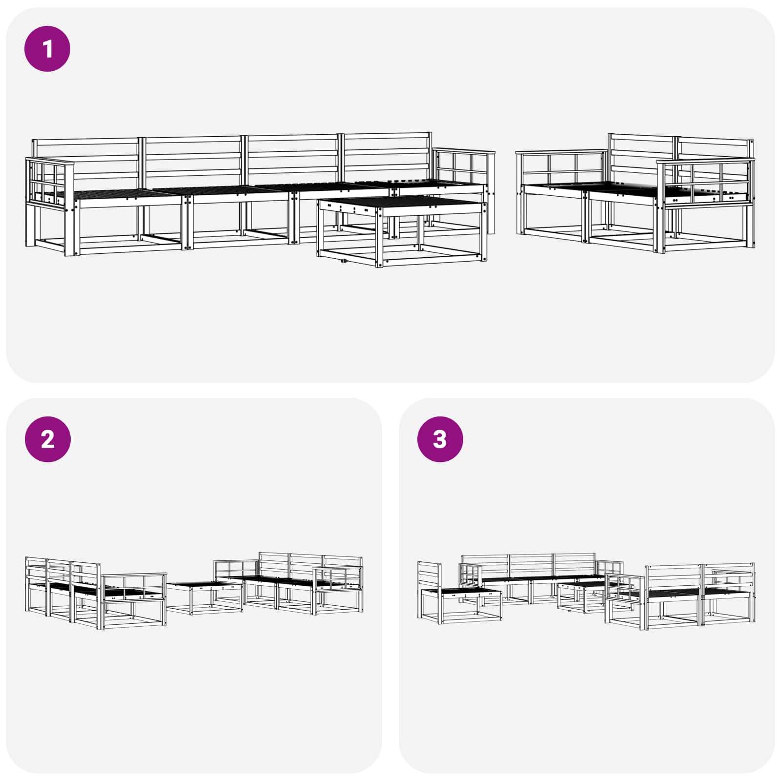 Outdoor-Sofagarnitur 7 pcs Weiß