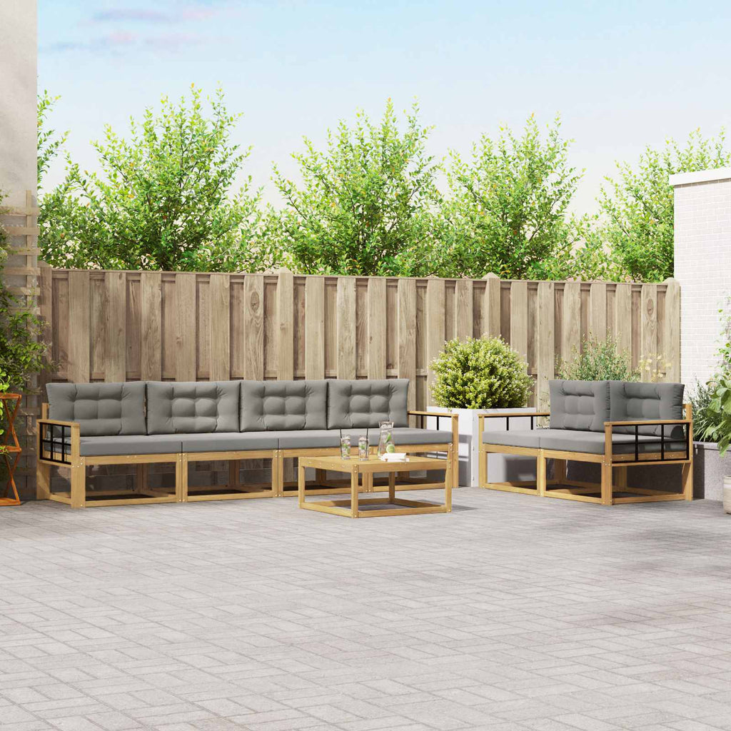 Outdoor-Sofagarnitur mit Kissen 6 pcs Weiß und Hellgrau
