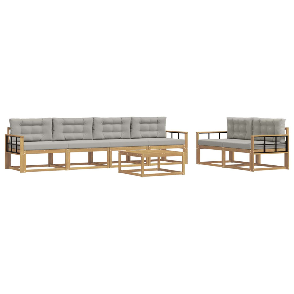 Outdoor-Sofagarnitur mit Kissen 6 pcs Weiß und Hellgrau