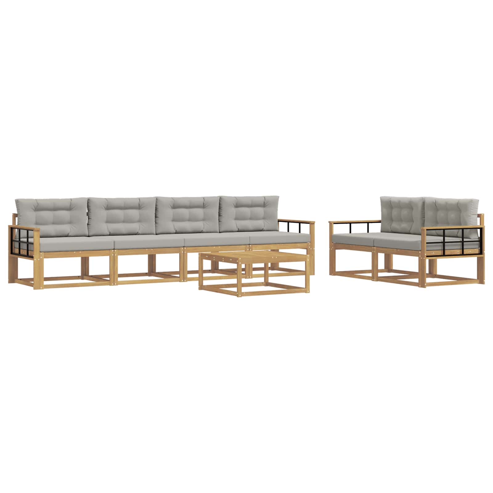 Outdoor-Sofagarnitur mit Kissen 6 pcs Weiß und Hellgrau