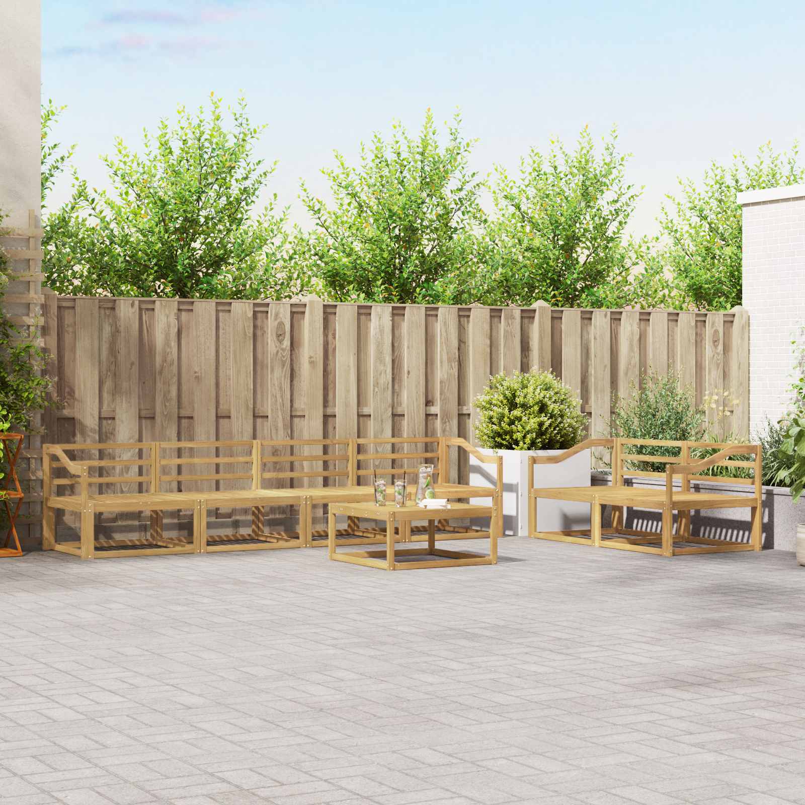Outdoor-Sofagarnitur 7 pcs Weiß