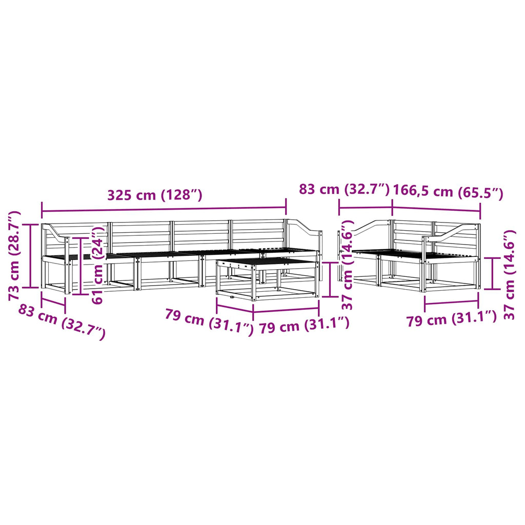 Outdoor-Sofagarnitur 7 pcs Weiß