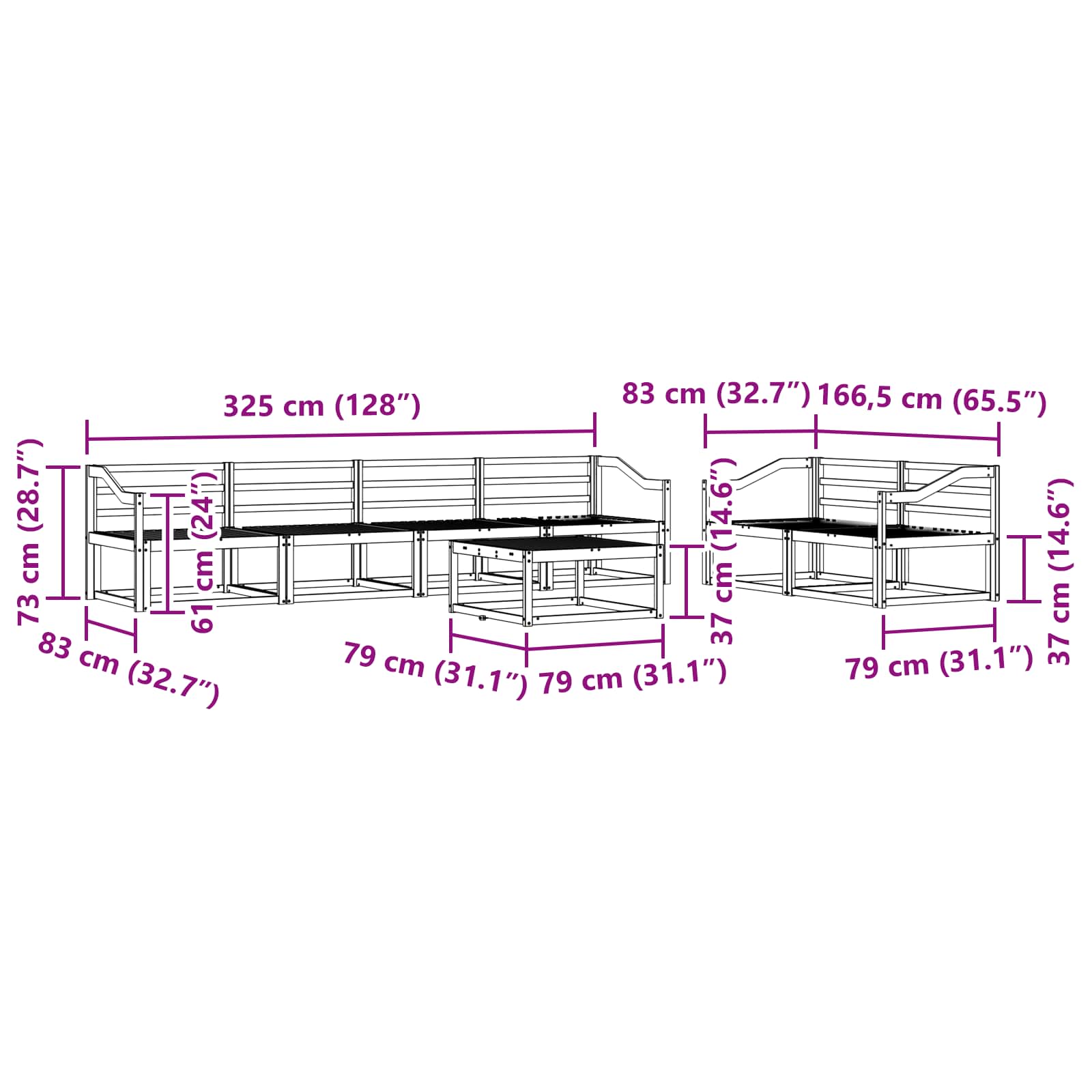Outdoor-Sofagarnitur 7 pcs Weiß