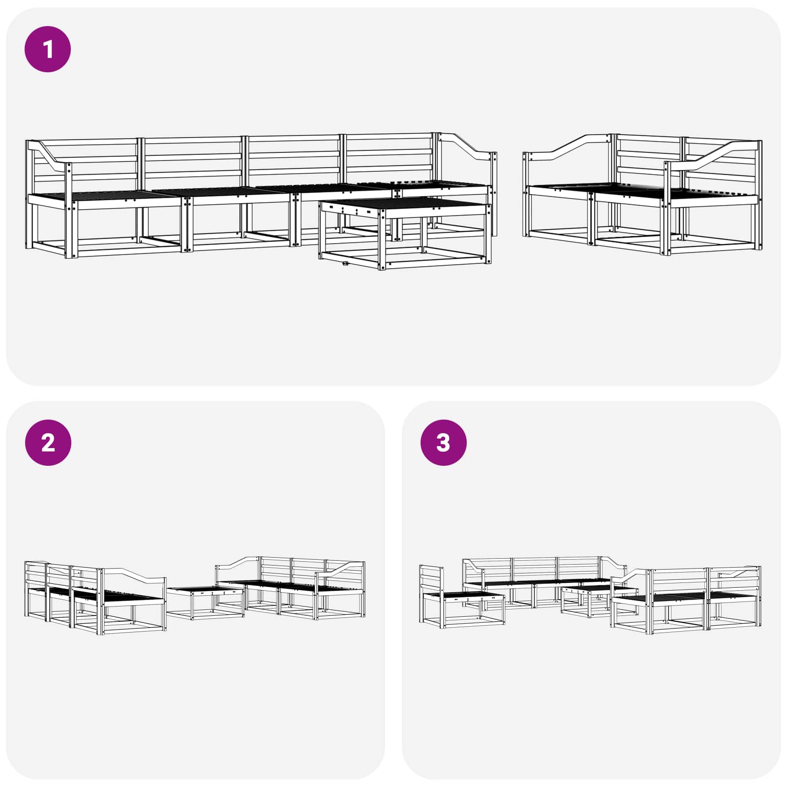 Outdoor-Sofagarnitur 7 pcs Weiß