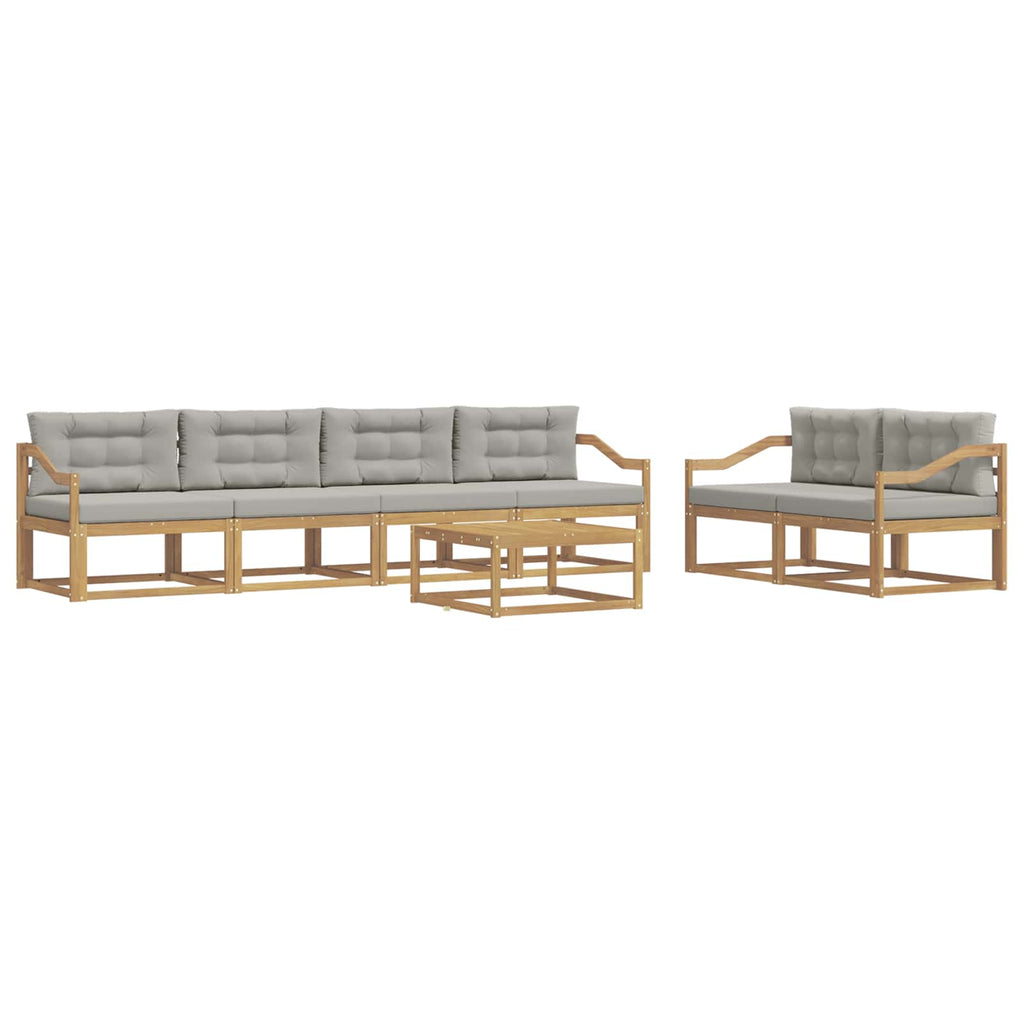 Outdoor-Sofagarnitur mit Kissen 6 pcs Weiß und Hellgrau