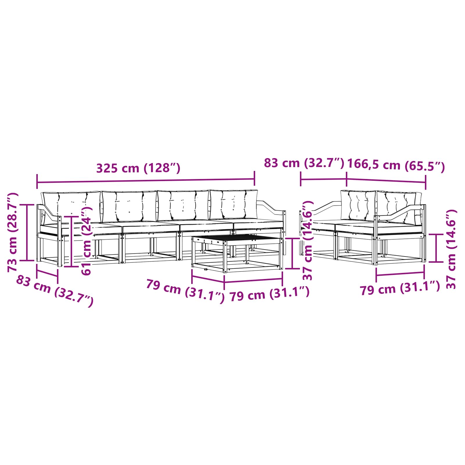 Outdoor-Sofagarnitur mit Kissen 6 pcs Weiß und Hellgrau