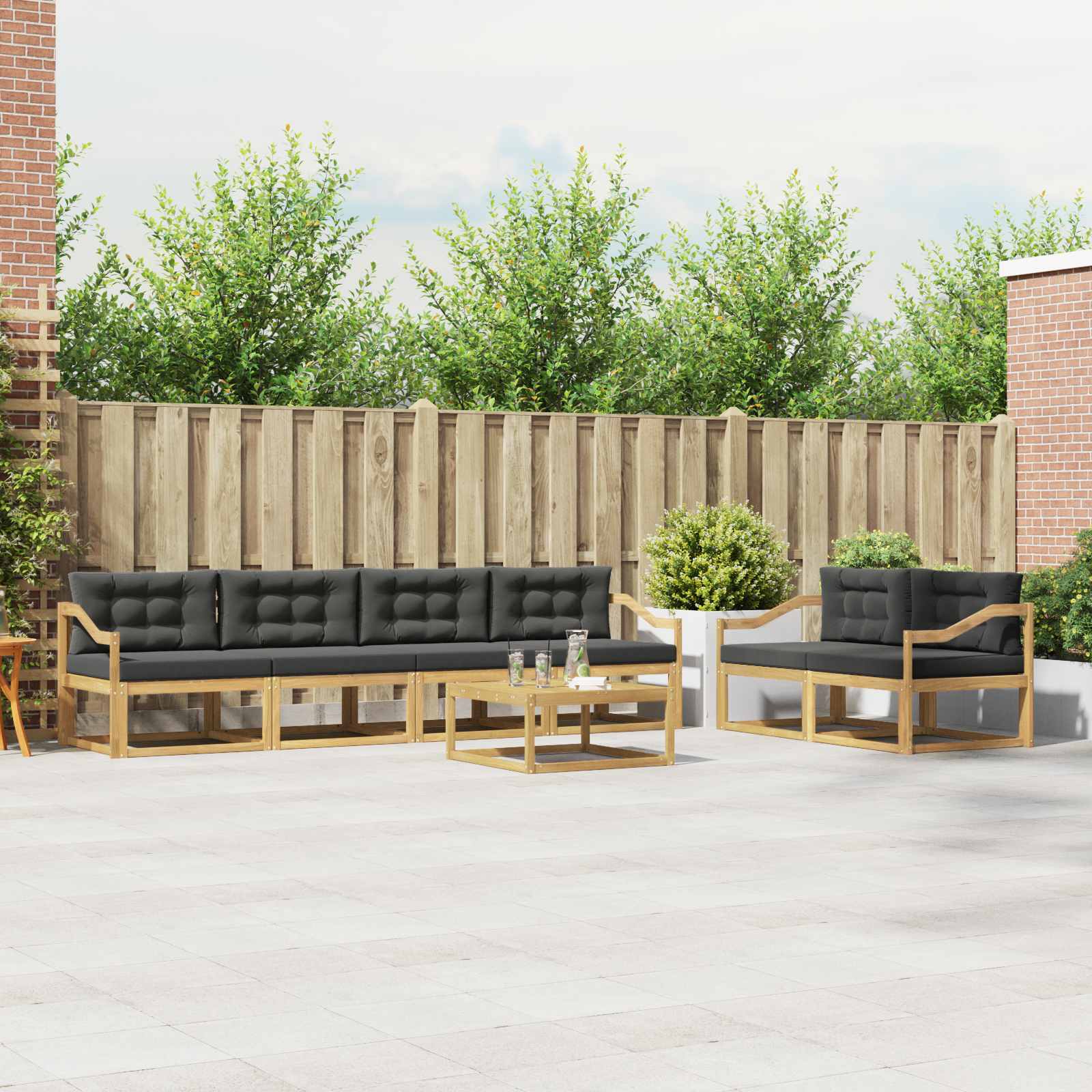 Outdoor-Sofagarnitur mit Kissen 6 pcs Weiß und Anthrazit