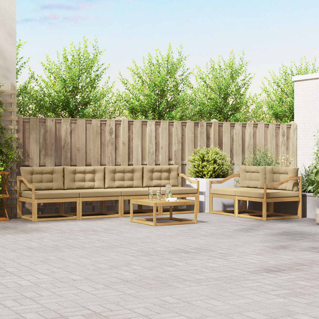 Outdoor-Sofagarnitur mit Kissen 6 pcs Weiß und Beige