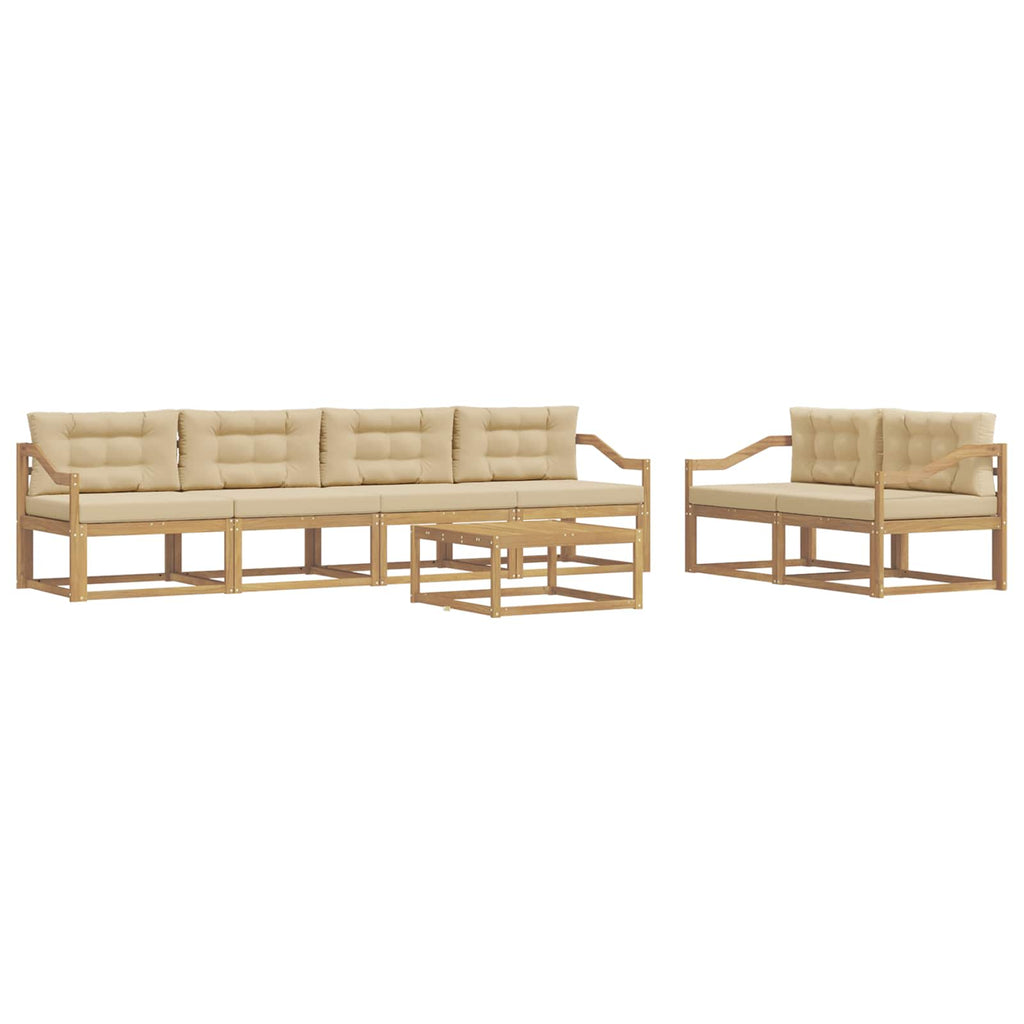 Outdoor-Sofagarnitur mit Kissen 6 pcs Weiß und Beige