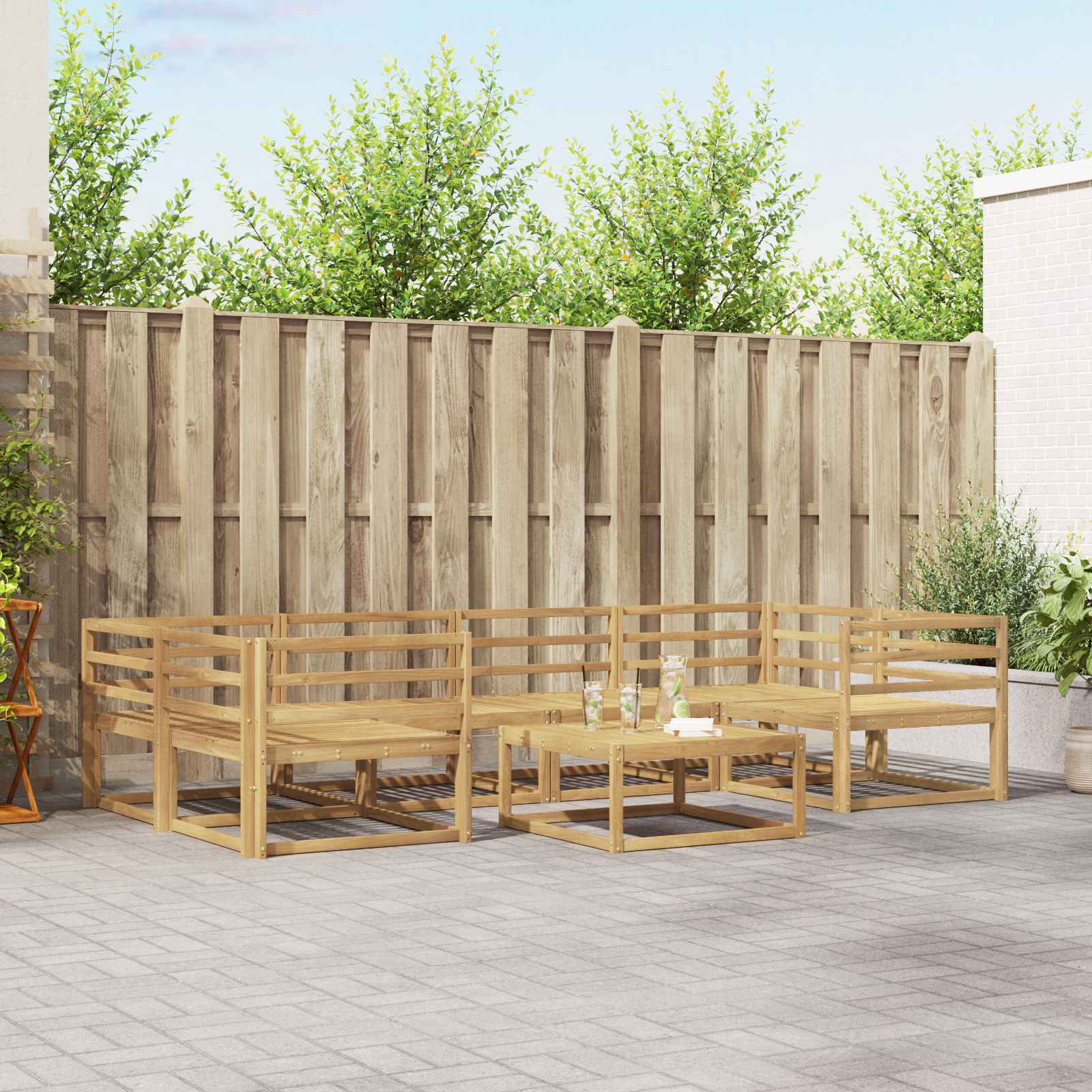 Outdoor-Sofagarnitur 7 pcs Weiß