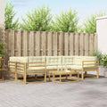Outdoor-Sofagarnitur mit Kissen 5 pcs Weiß und Creme