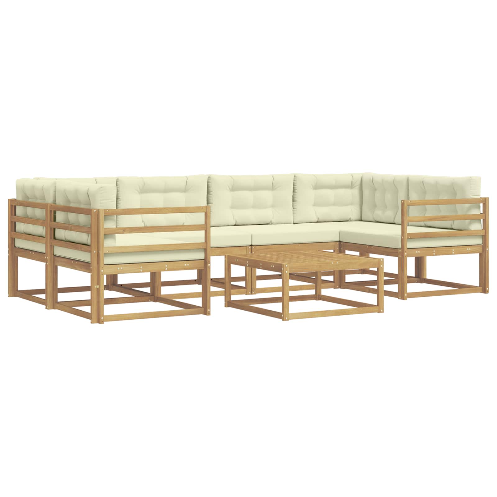 Outdoor-Sofagarnitur mit Kissen 5 pcs Weiß und Creme