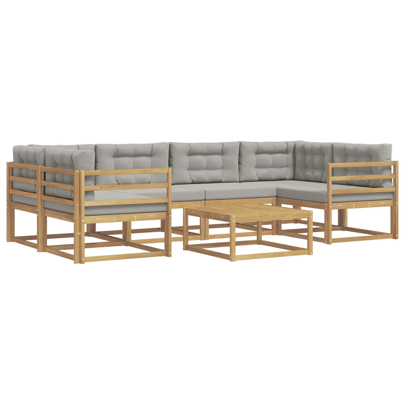 Outdoor-Sofagarnitur mit Kissen 5 pcs Weiß und Hellgrau