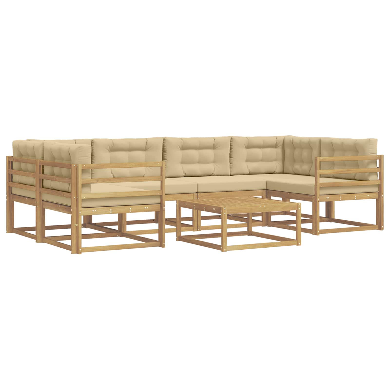 Outdoor-Sofagarnitur mit Kissen 5 pcs Weiß und Beige