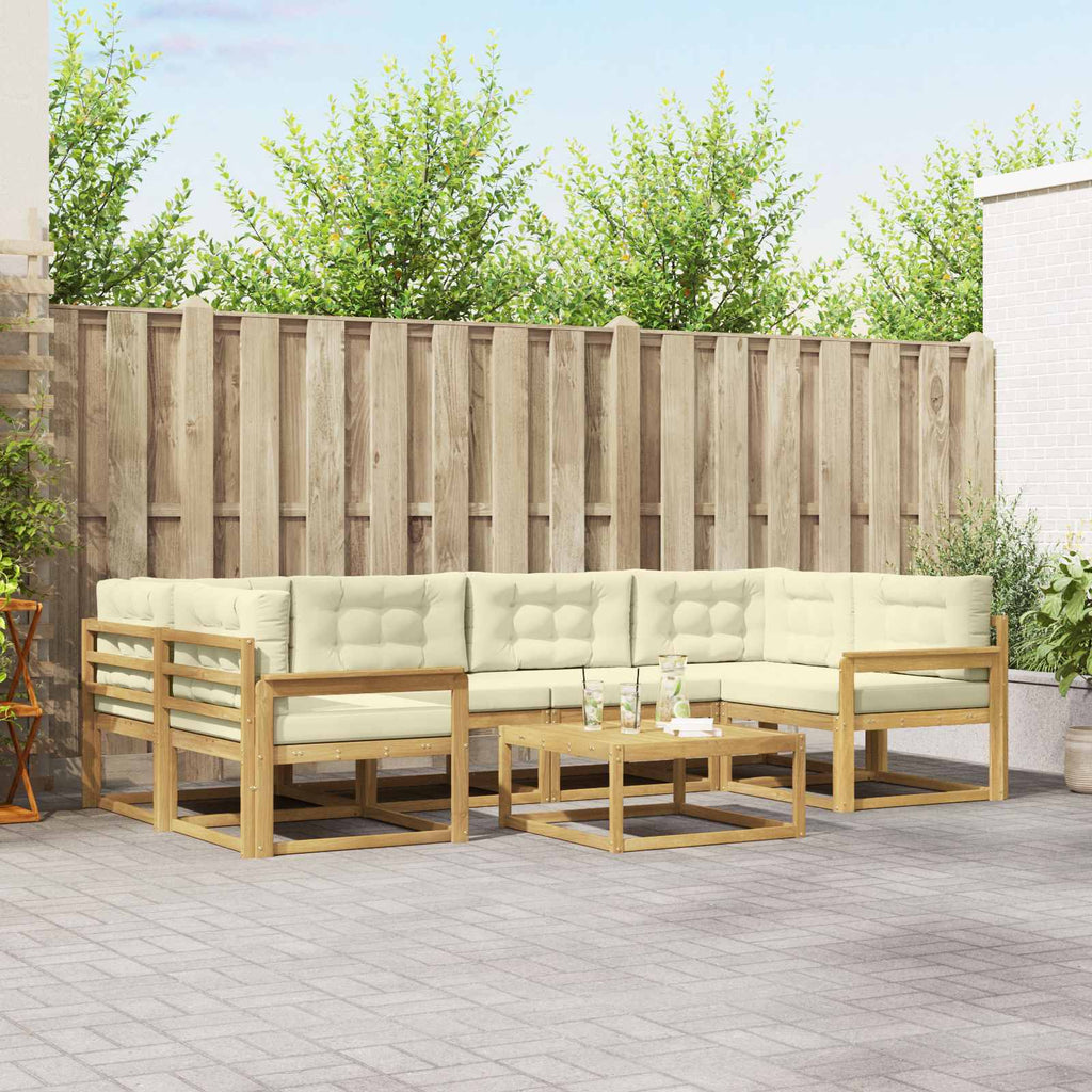 Outdoor-Sofagarnitur mit Kissen 5 pcs Weiß und Creme