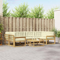 Outdoor-Sofagarnitur mit Kissen 5 pcs Weiß und Creme