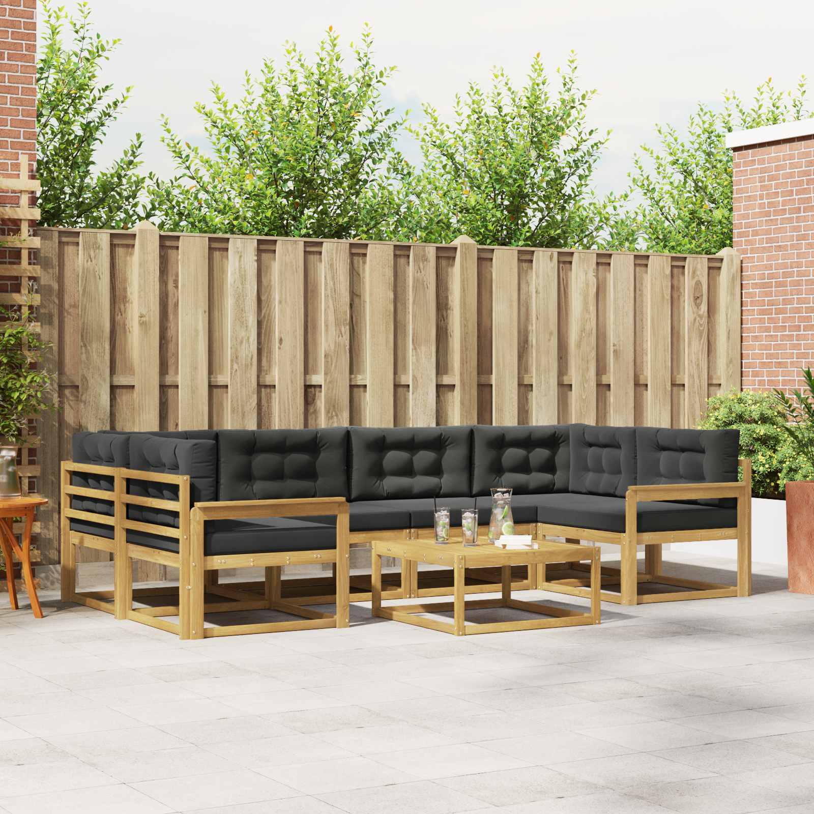 Outdoor-Sofagarnitur mit Kissen 5 pcs Weiß und Anthrazit