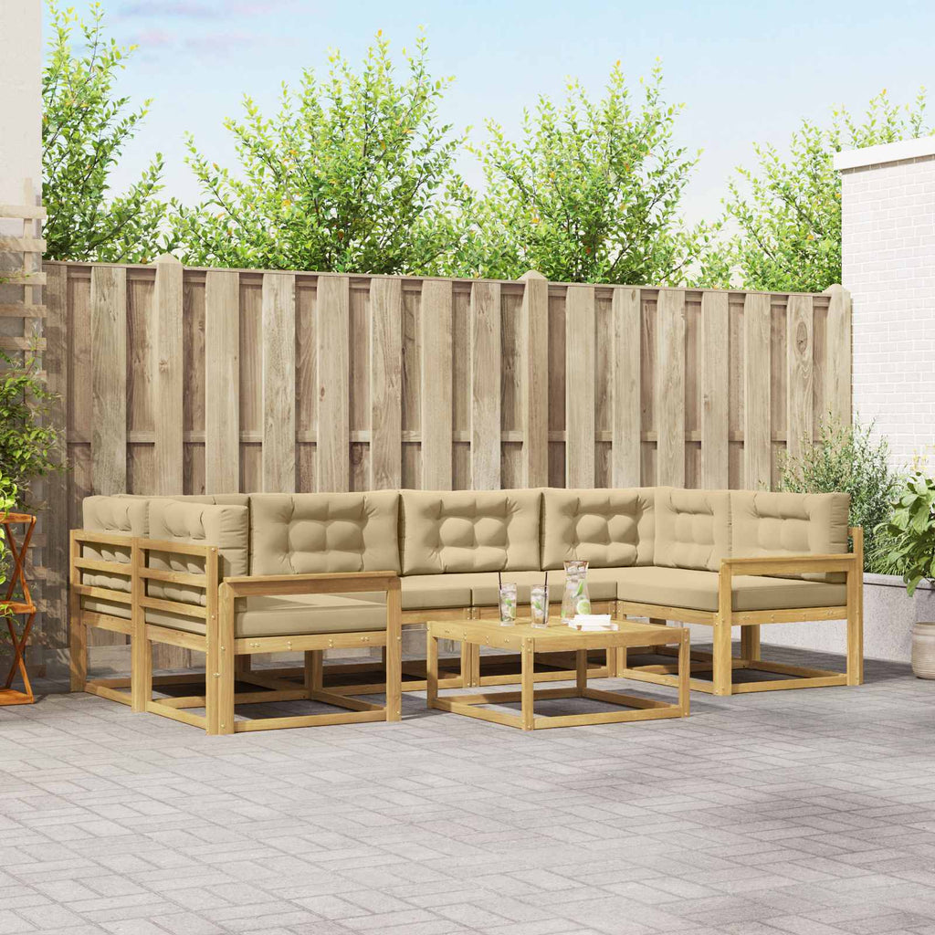 Outdoor-Sofagarnitur mit Kissen 5 pcs Weiß und Beige