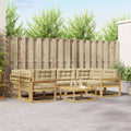 Outdoor-Sofagarnitur mit Kissen 5 pcs Weiß und Beige