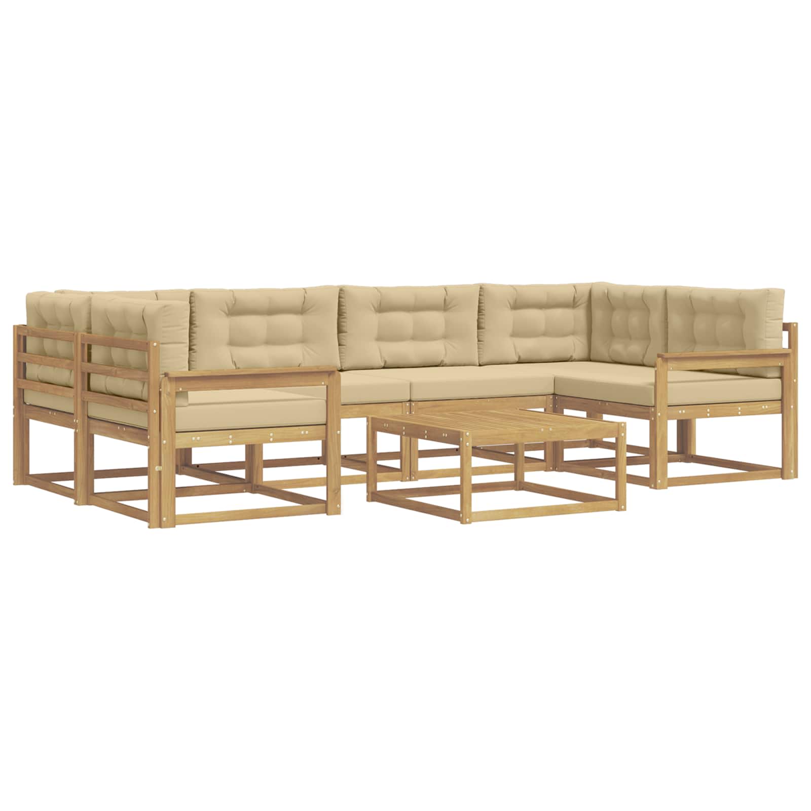 Outdoor-Sofagarnitur mit Kissen 5 pcs Weiß und Beige