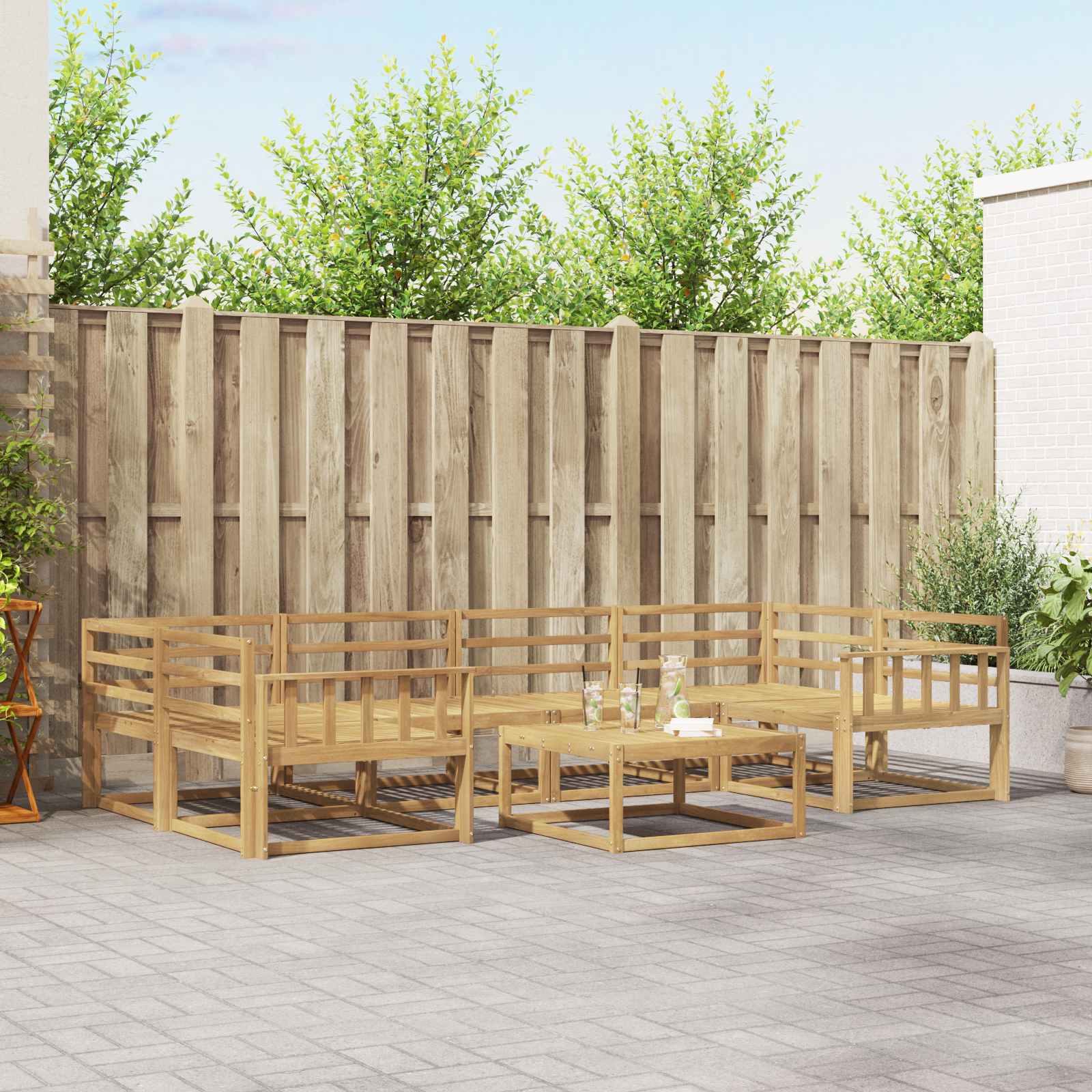 Outdoor-Sofagarnitur 7 pcs Weiß