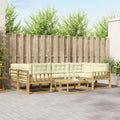 Outdoor-Sofagarnitur mit Kissen 5 pcs Weiß und Creme