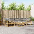 Outdoor-Sofagarnitur mit Kissen 5 pcs Weiß und Hellgrau