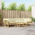 Outdoor-Sofagarnitur mit Kissen 5 pcs Weiß und Creme