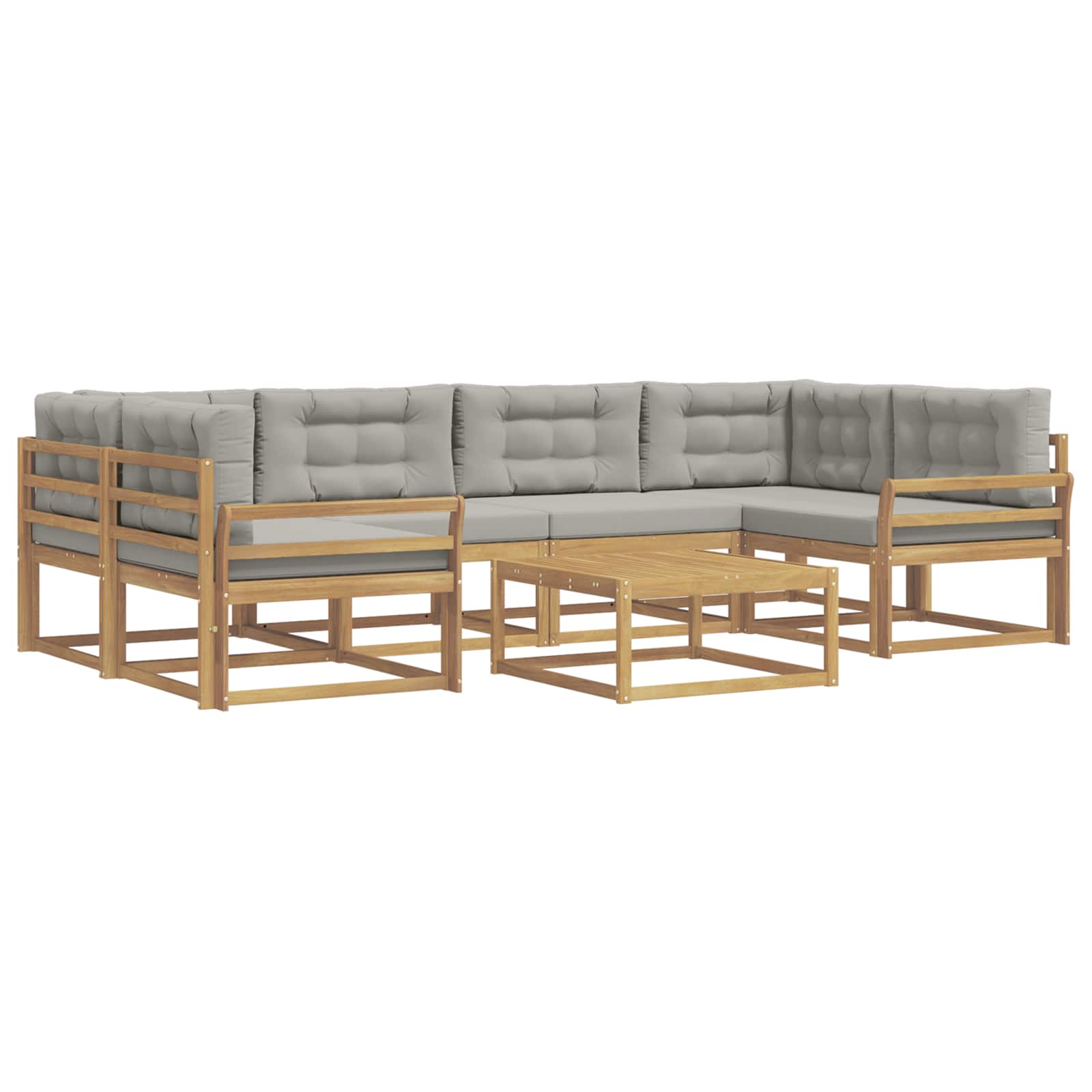 Outdoor-Sofagarnitur mit Kissen 5 pcs Weiß und Hellgrau