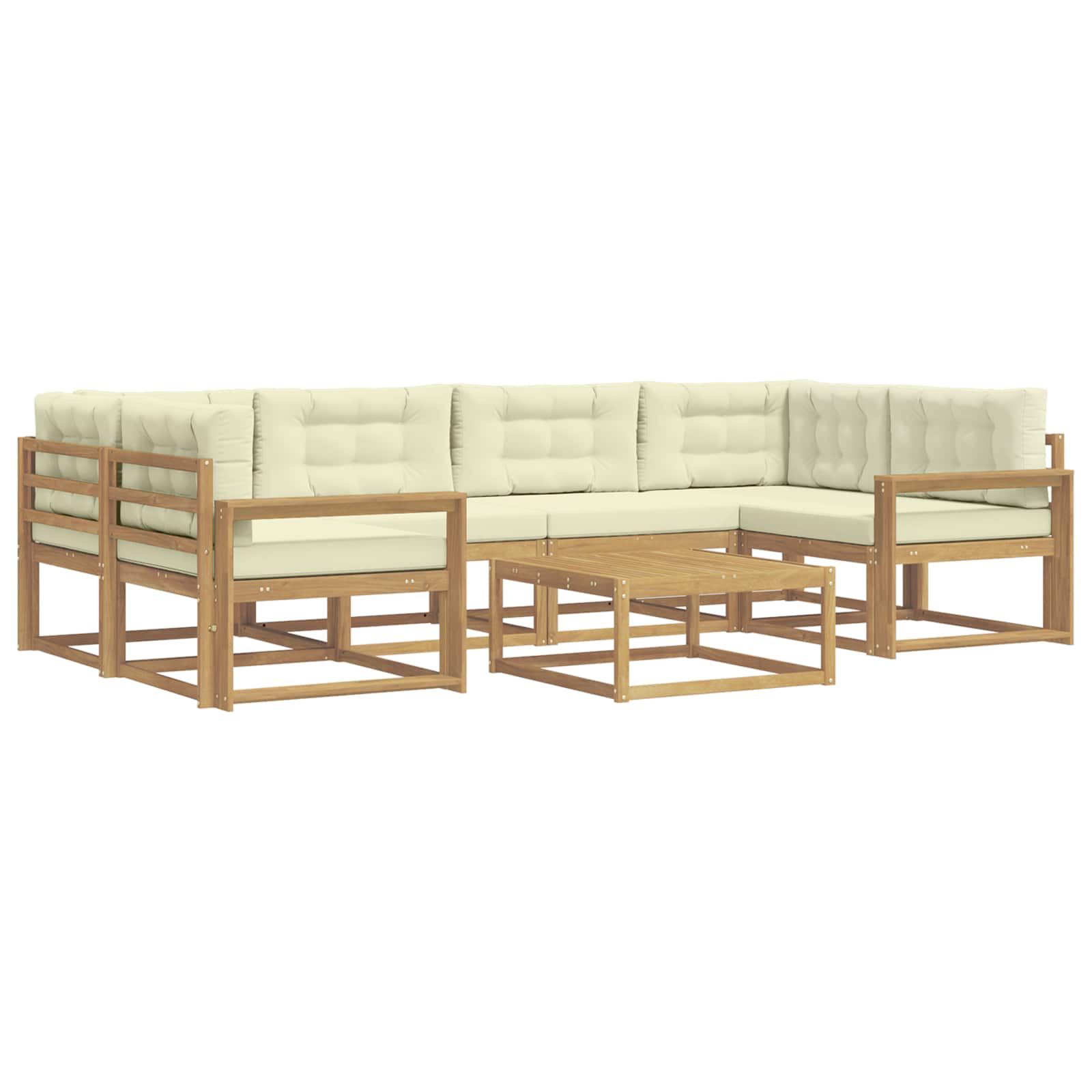 Outdoor-Sofagarnitur mit Kissen 5 pcs Weiß und Creme