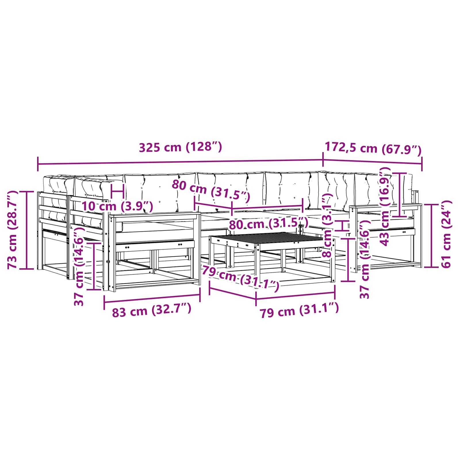 Outdoor-Sofagarnitur mit Kissen 5 pcs Weiß und Hellgrau