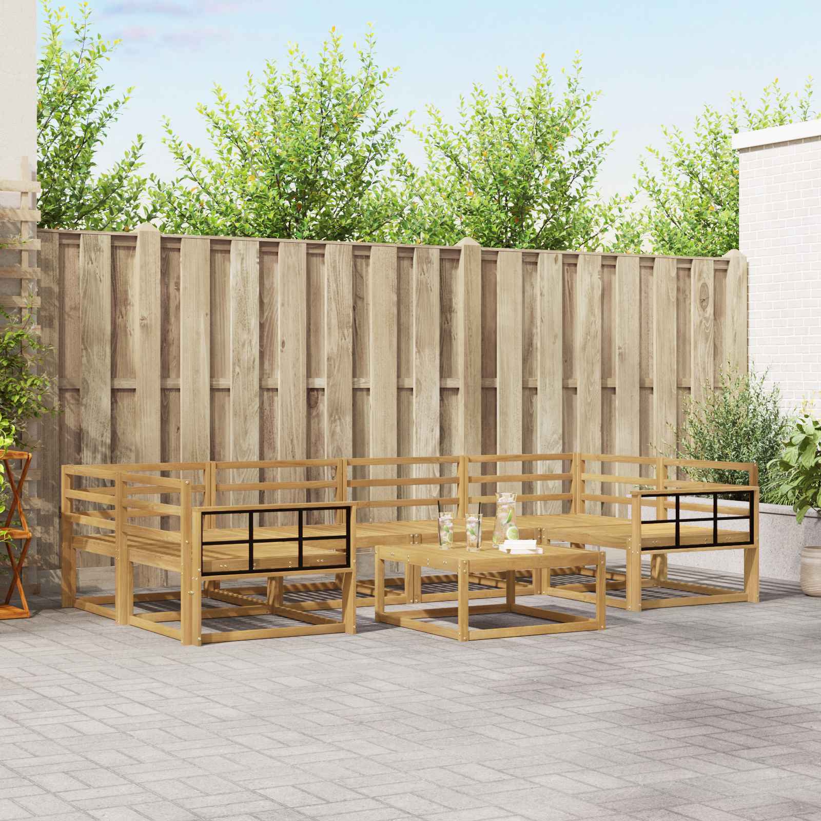 Outdoor-Sofagarnitur 7 pcs Weiß