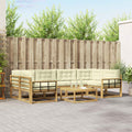Outdoor-Sofagarnitur mit Kissen 5 pcs Weiß und Creme