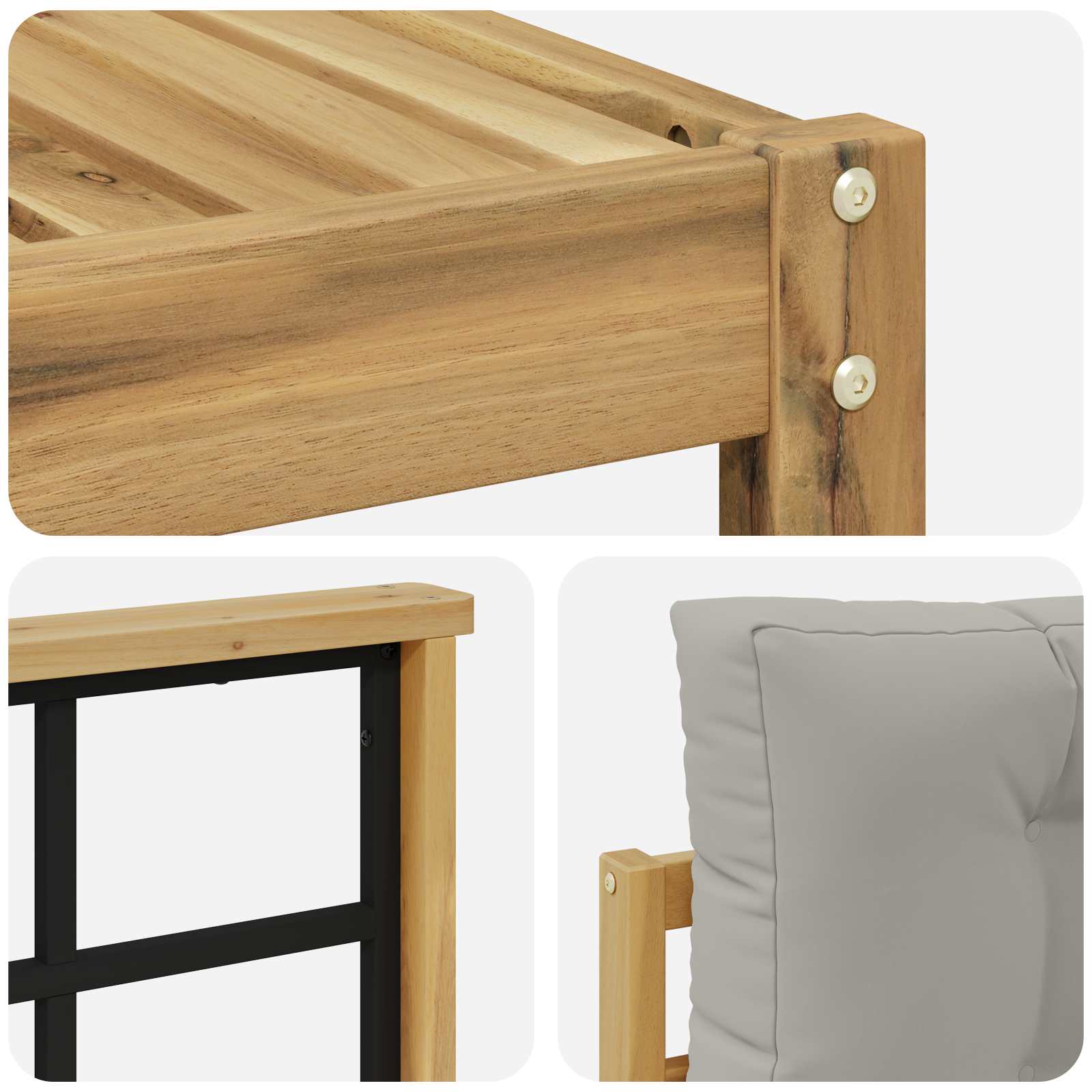 Outdoor-Sofagarnitur mit Kissen 5 pcs Weiß und Hellgrau