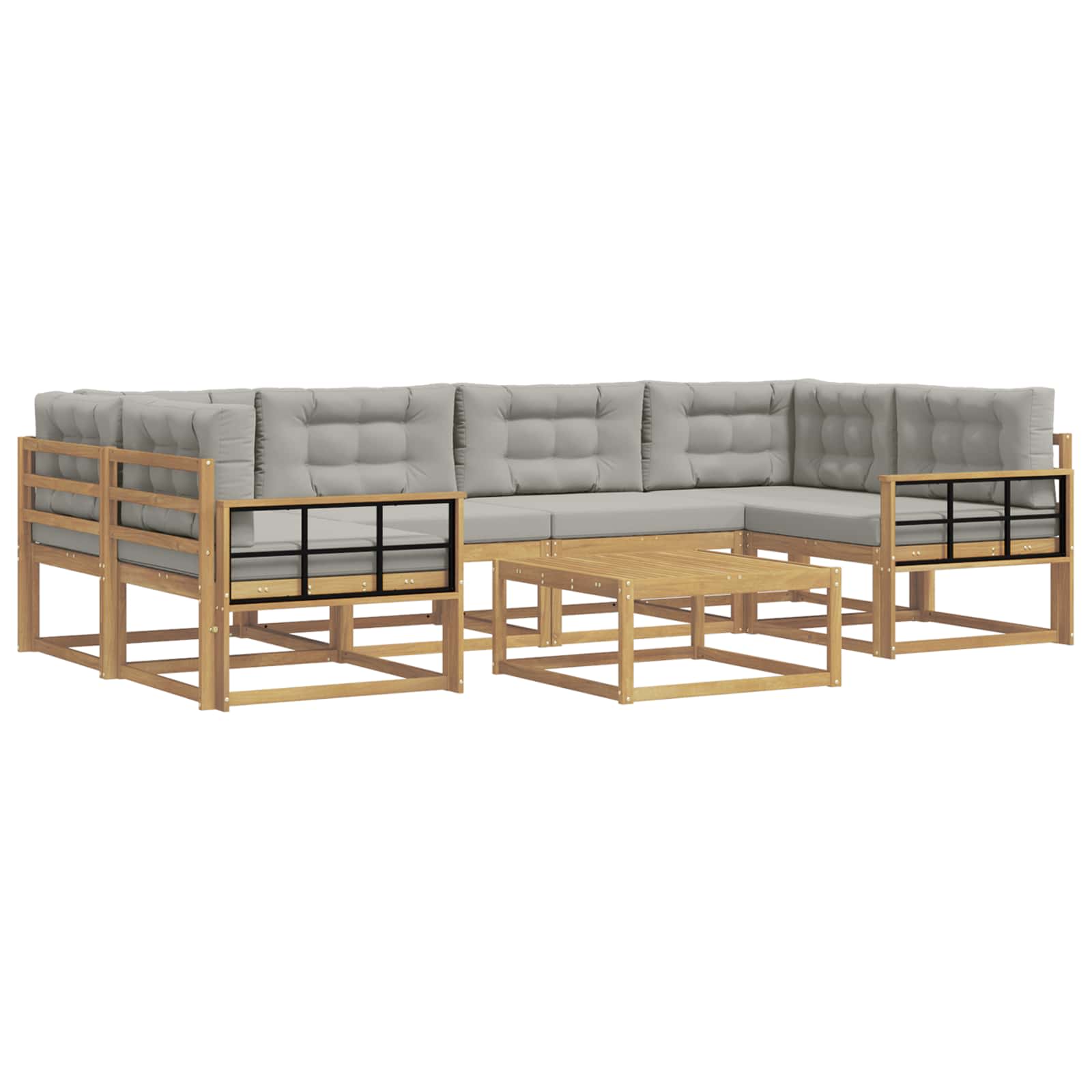 Outdoor-Sofagarnitur mit Kissen 5 pcs Weiß und Hellgrau