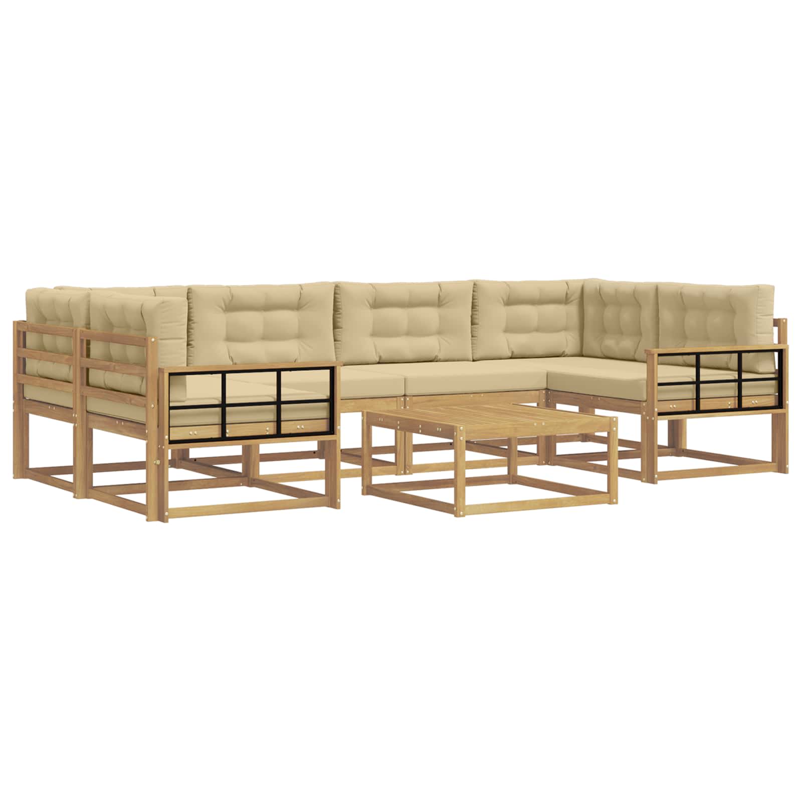 Outdoor-Sofagarnitur mit Kissen 5 pcs Weiß und Beige