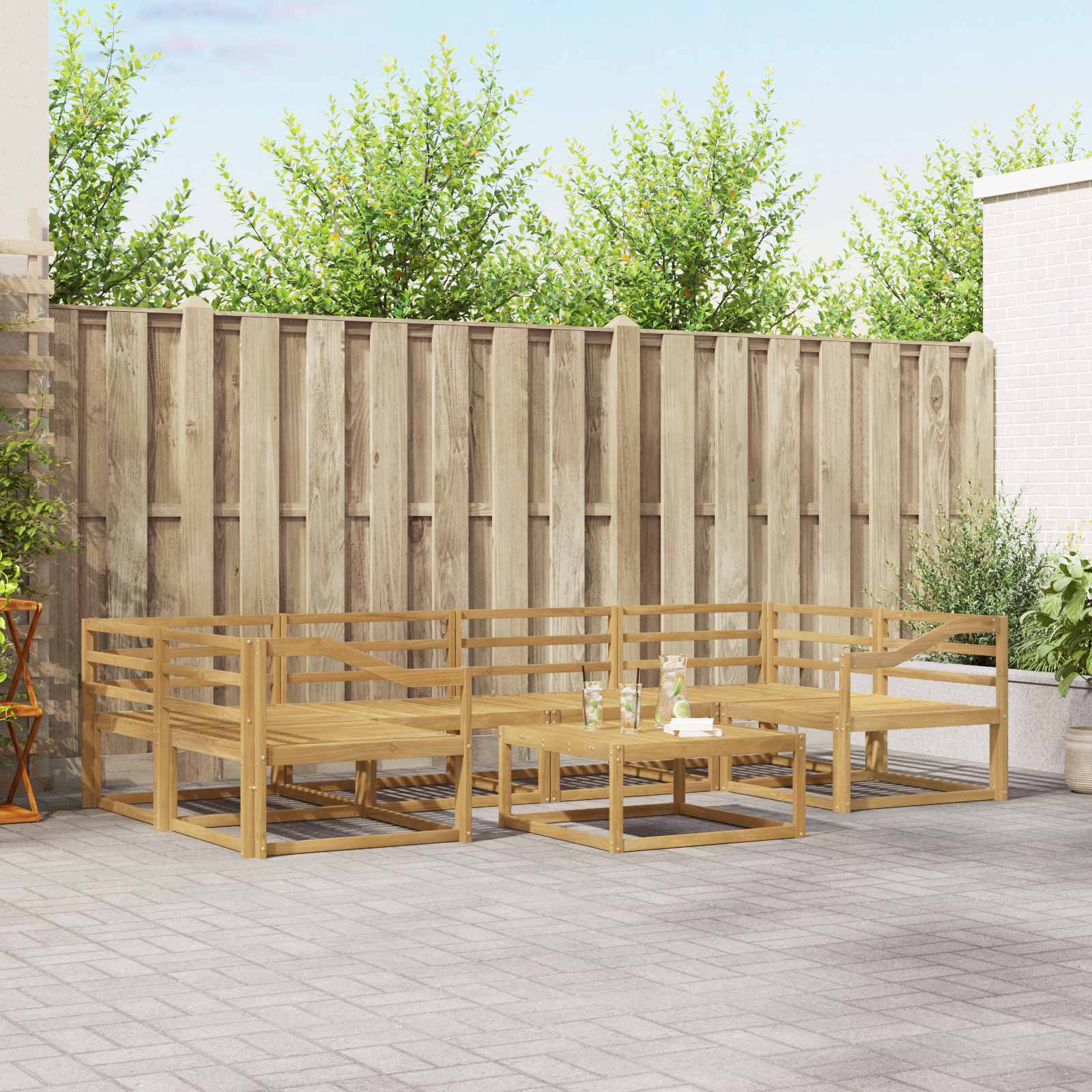 Outdoor-Sofagarnitur 7 pcs Weiß