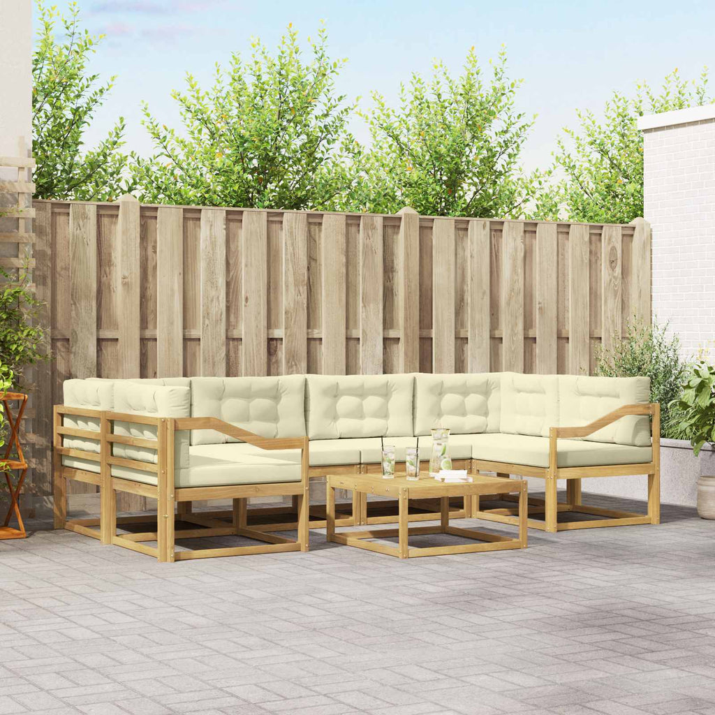 Outdoor-Sofagarnitur mit Kissen 5 pcs Weiß und Creme