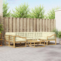 Outdoor-Sofagarnitur mit Kissen 5 pcs Weiß und Creme