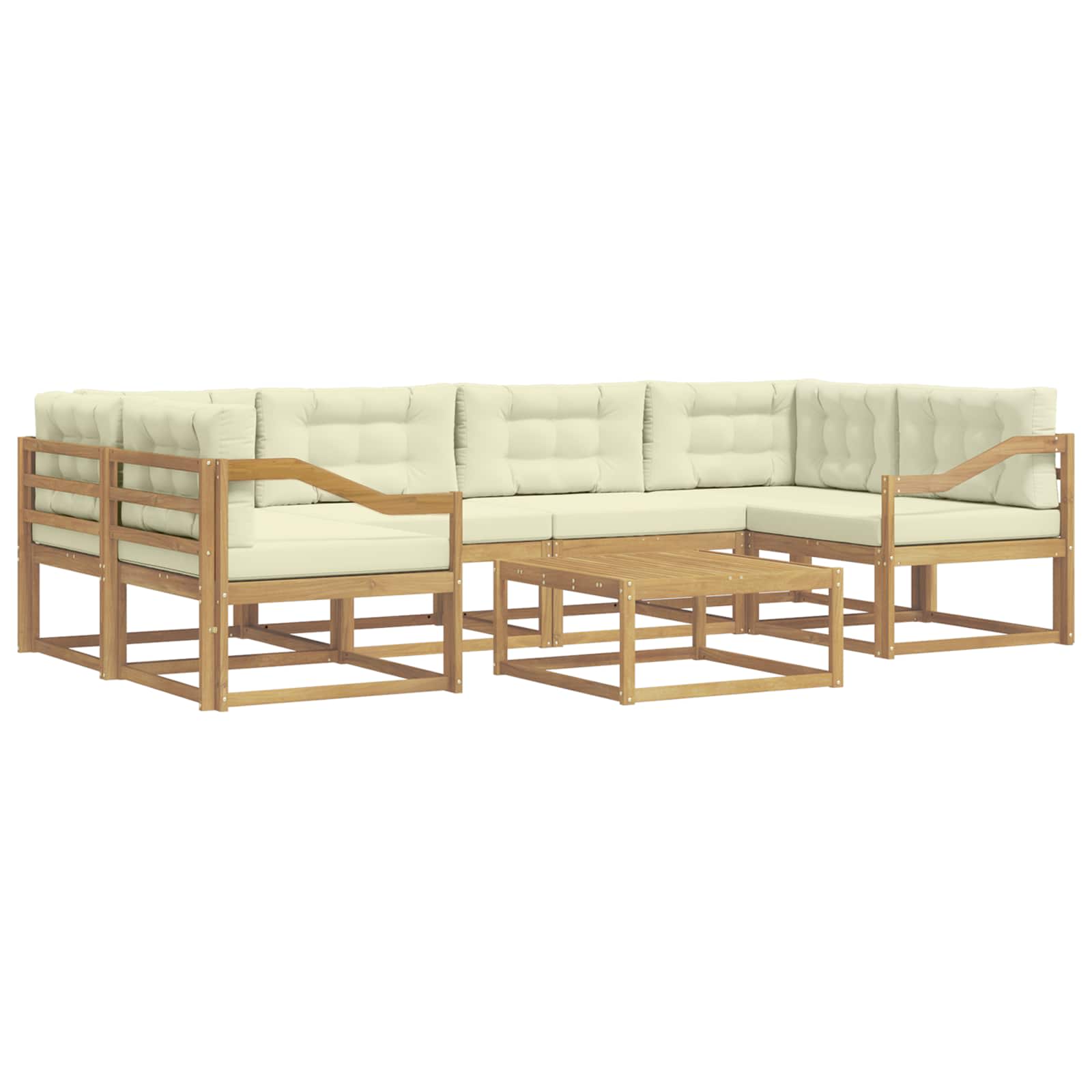 Outdoor-Sofagarnitur mit Kissen 5 pcs Weiß und Creme