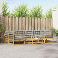 Outdoor-Sofagarnitur mit Kissen 5 pcs Weiß und Hellgrau