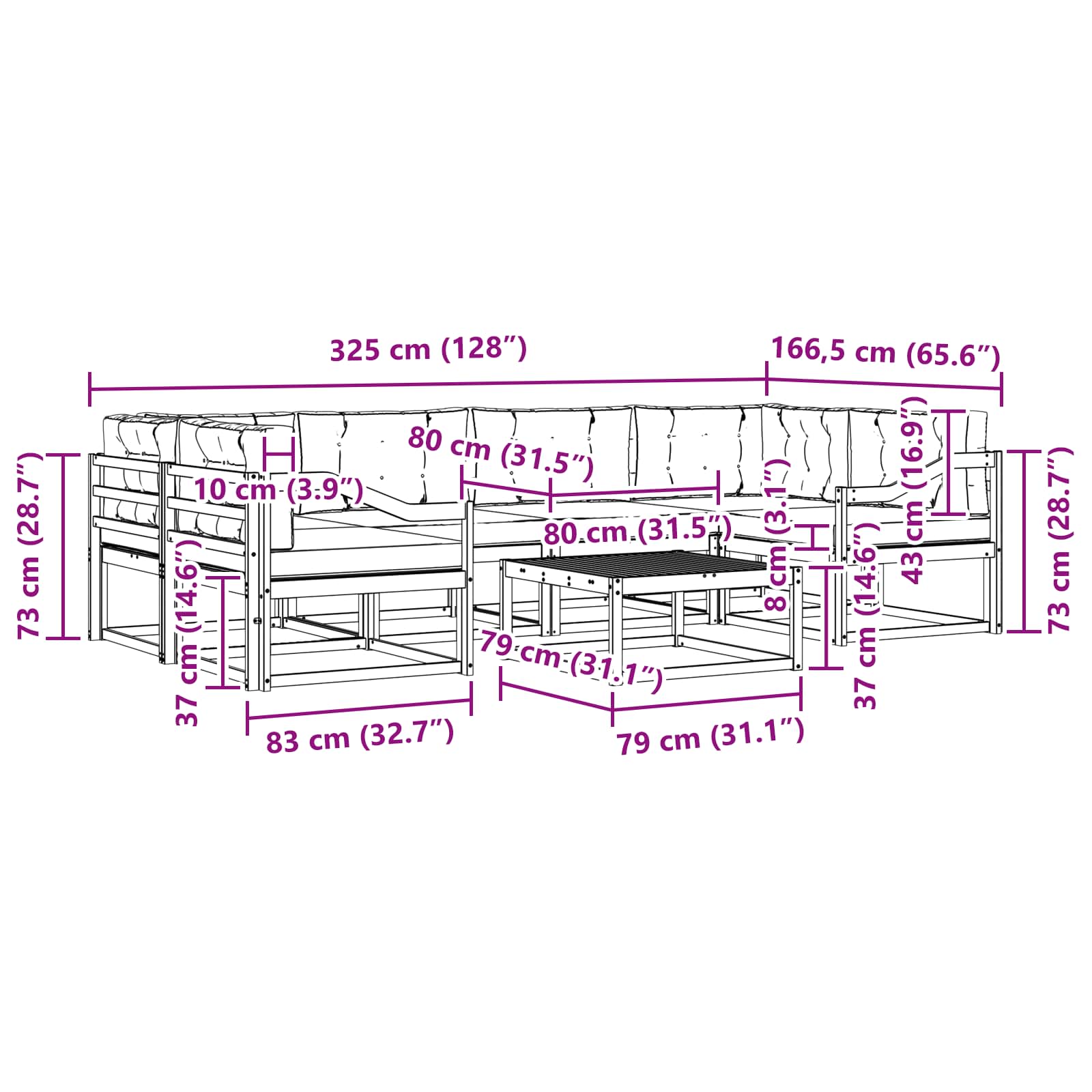 Outdoor-Sofagarnitur mit Kissen 5 pcs Weiß und Hellgrau
