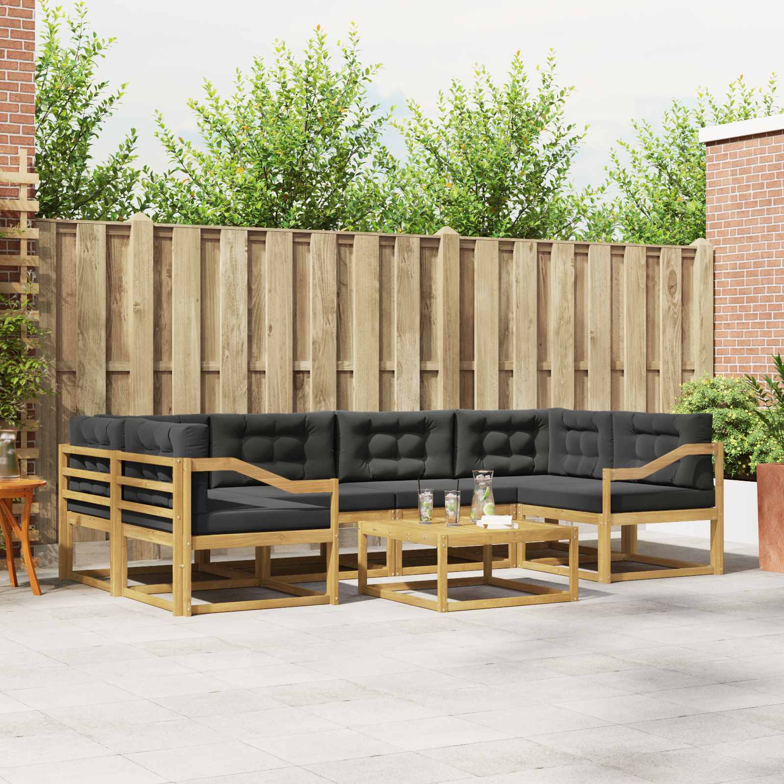 Outdoor-Sofagarnitur mit Kissen 5 pcs Weiß und Anthrazit