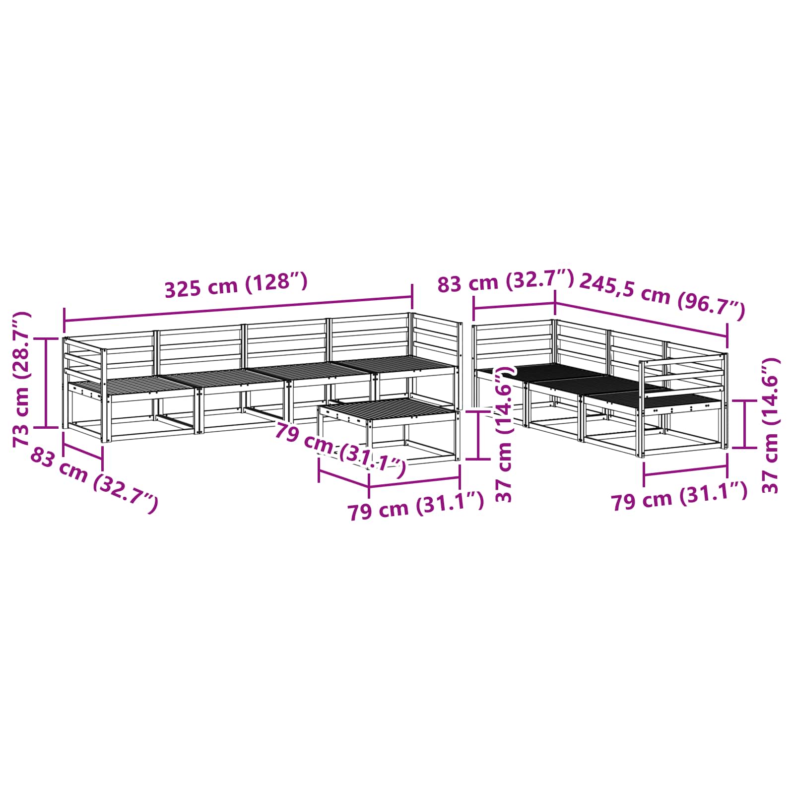 Outdoor-Sofagarnitur 8 pcs Weiß